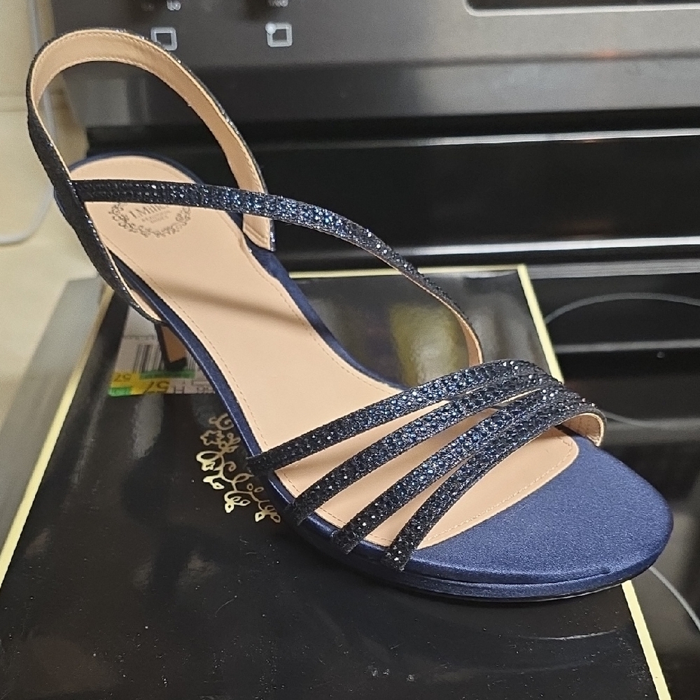 Elegant Navy Blue Strappy Women's Heels